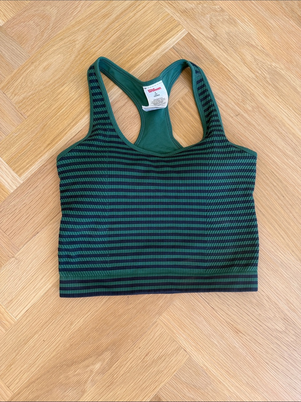 Wilson Green and Black Striped Racerback brami tank/Sports Bra